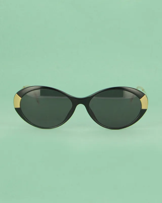 seconde-vue-black-gold-lunettes-de-soleil-ovale-noir-or image 1