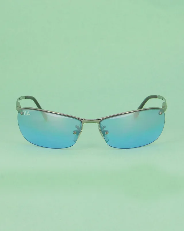 ray-ban-rb3186-lunettes-de-soleil-nylor-argent-verres-bleus image 1