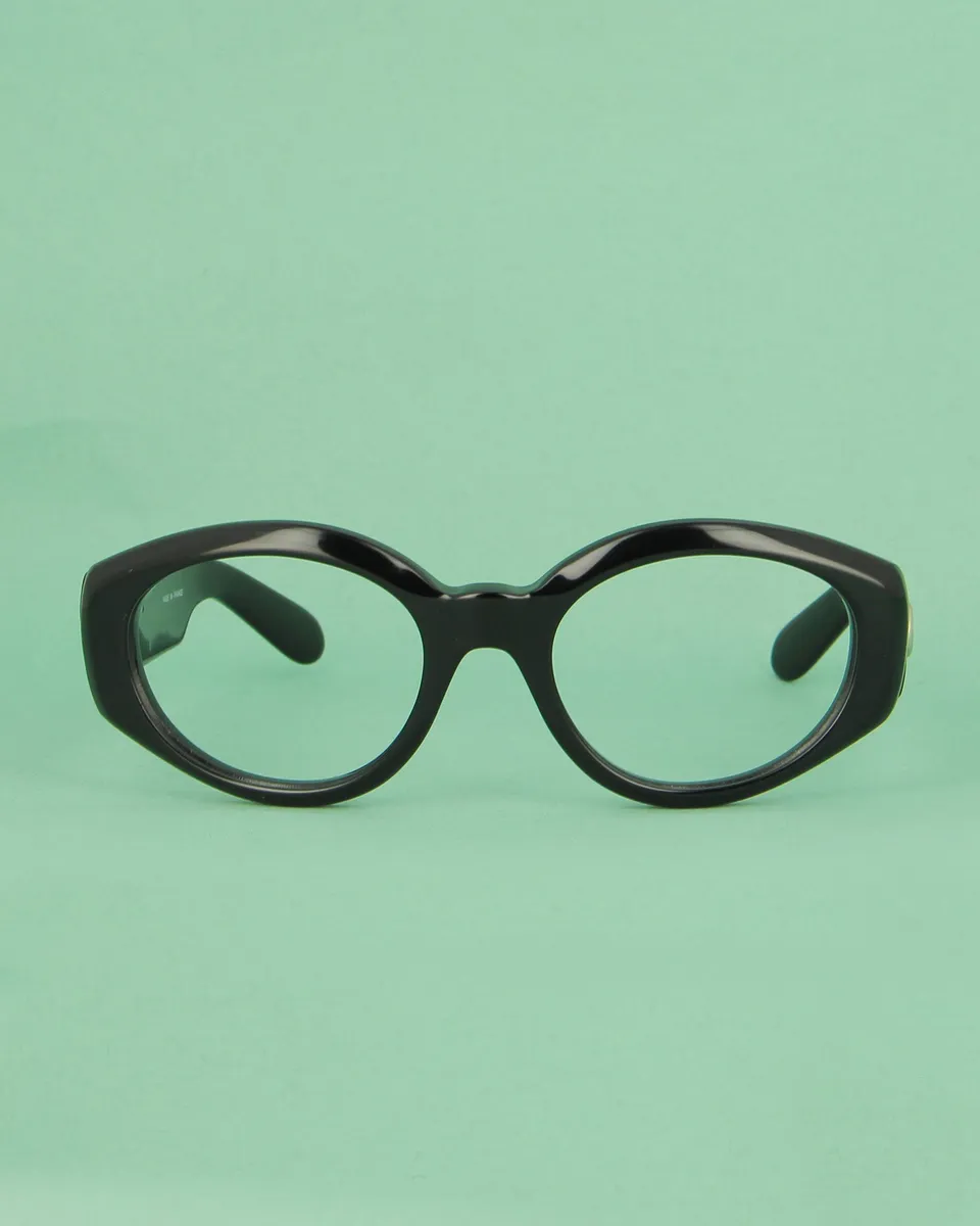 patrick-kelly-papaye-lunettes-de-soleil-ovales-noires-boutons image 1