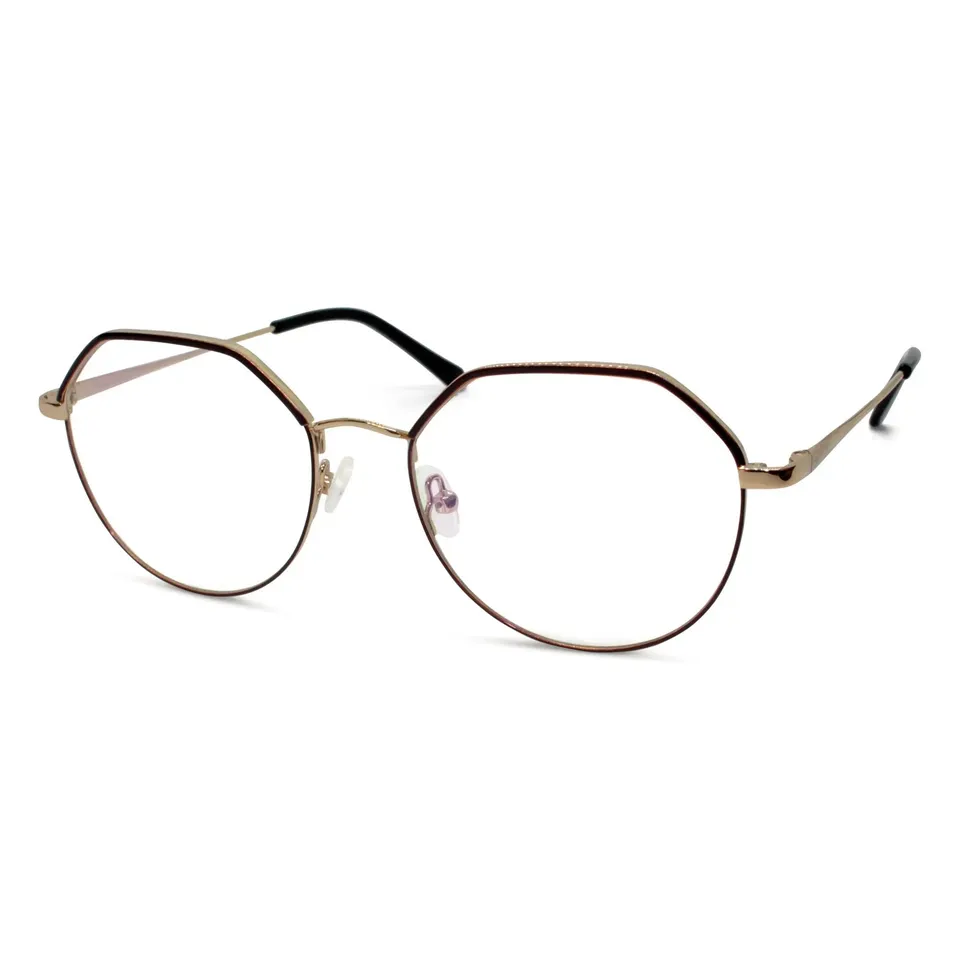hugo-sb0037-lunettes-de-vue-marron-dor-octogonales image 1