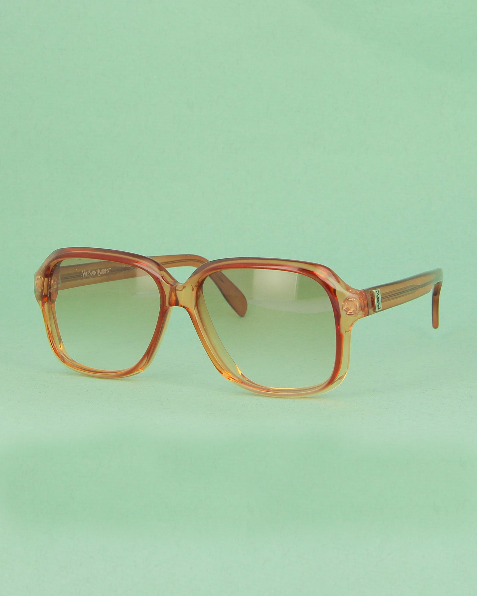 yves-saint-laurent-max-lunettes-rectangulaires-miel-verres-bruns image 2