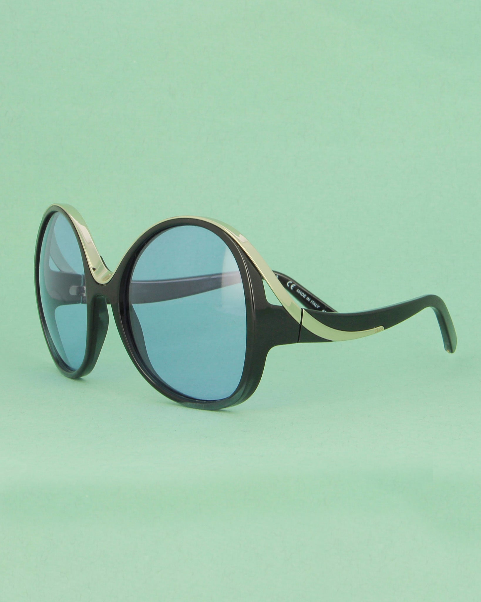 chlo-ce71-lunettes-de-soleil-rondes-oversize-noires-bleues image 2